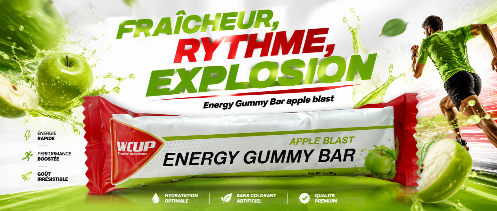 Gummy Pomme WCUP FRANCE NUTRITION SPORTIVE ENERGY HYDRATATION ENERGETIQUE PROTEINE ELECTROLYTE